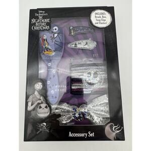 Nightmare Before Christmas Hair Accessory Set (Brush, Bow, PVC Snaps, Lurex E...